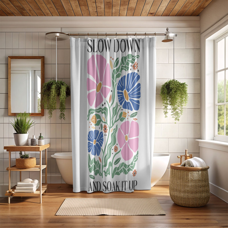 Rideau de douche 1 pièce Flower Spirit, H 74 po x l 71 po