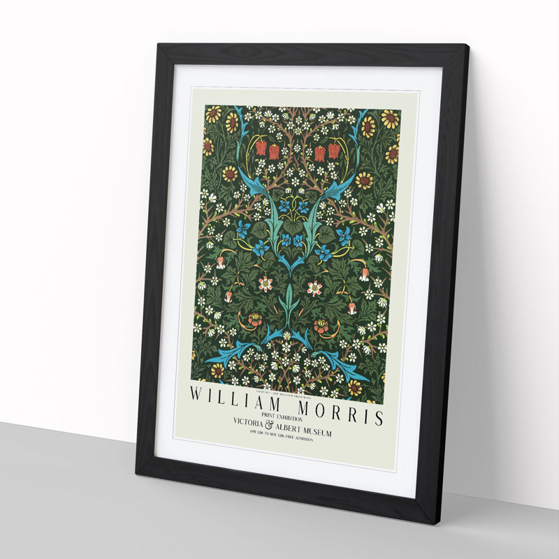 Tulip with Border by William Morris - Picture Frame Graphic Art, Black, 65cm H x 48cm W x 2cm D