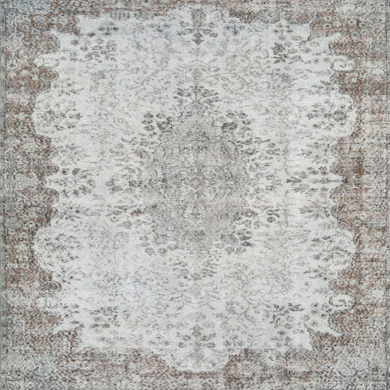 Tapis oriental en laine gris, Carré 6 pi