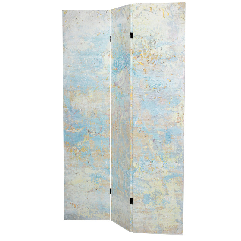 6 Ft. Tall Double Sided Rust Canvas Room Divider, Celestial Clouds