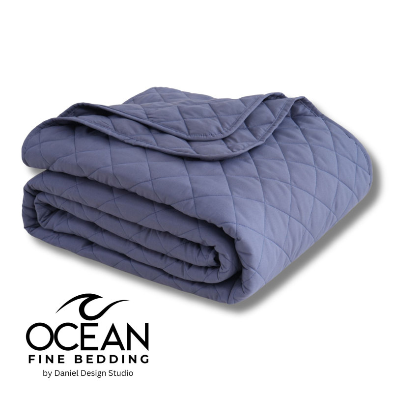 OCEAN FINE BEDDING Quilted Coverlet, Blue, Twin Coverlet/Bedspread