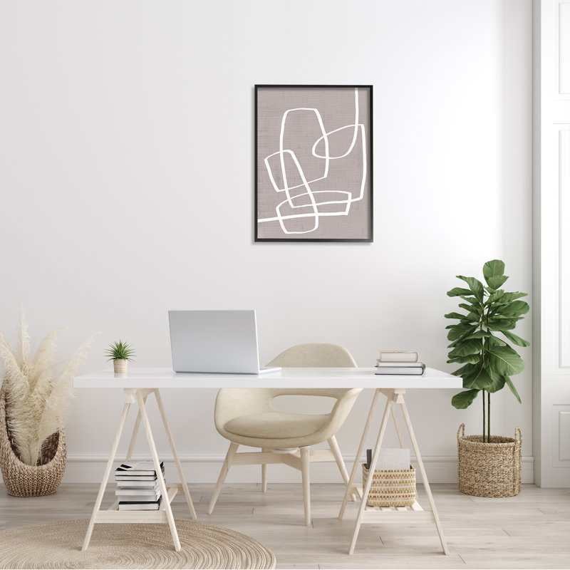 «Busy Single Line Mouvement Modern Abstract Composition» par - Impression, Giclée encadrée noir minuit