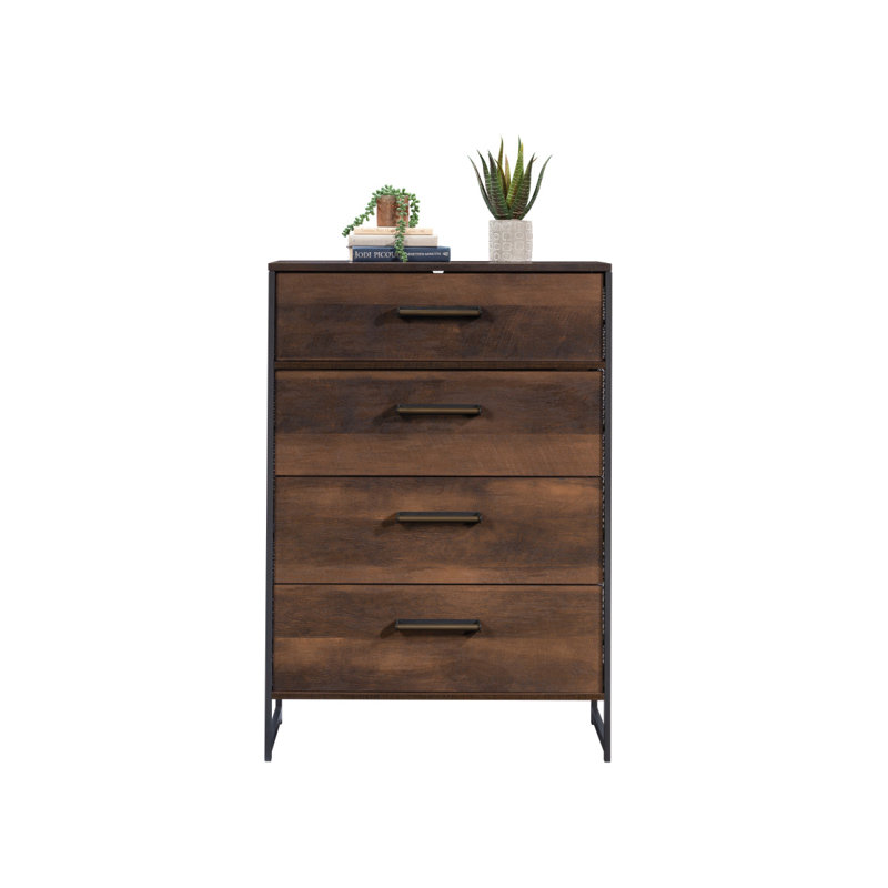 Commode 4 tiroirs, finition brune