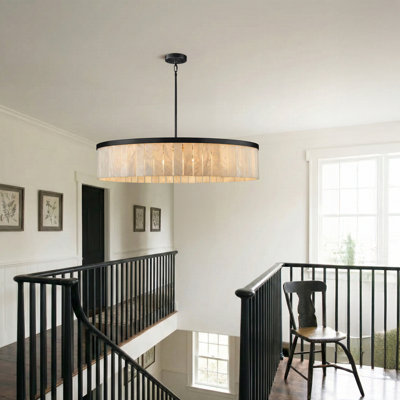 10 - Light 41.3" D Dimmable Modern Alabaster Drum Chandelier Round Pendant Lights For Dining Room
