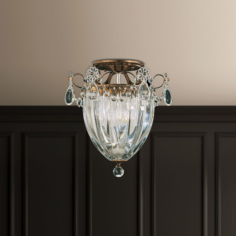 Bagatelle Crystal Semi Flush Mount, Etruscan Gold, Heritage Crystal