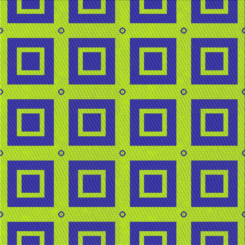 Tapis vert/bleu à motifs, Carré 5 pi