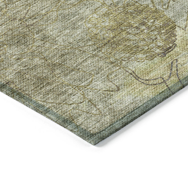 Machine Washable Indoor/Outdoor Leavittsburg ACN2235 Floral Rug, Rectangle 10' x 14'