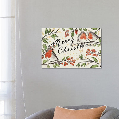 Christmas Lovebirds I 1 Piece Wrapped Canvas Painting