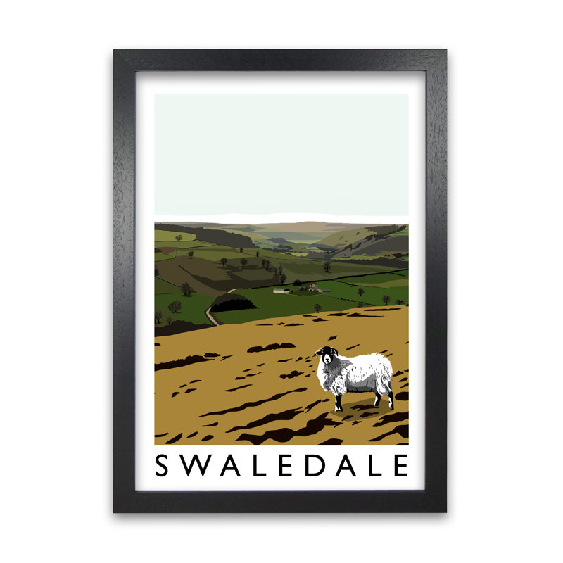 Swaledale by Richard O'Neill - Single Picture Frame Print, Black, 84.1 cm H x 59.4 cm W x 3 cm D