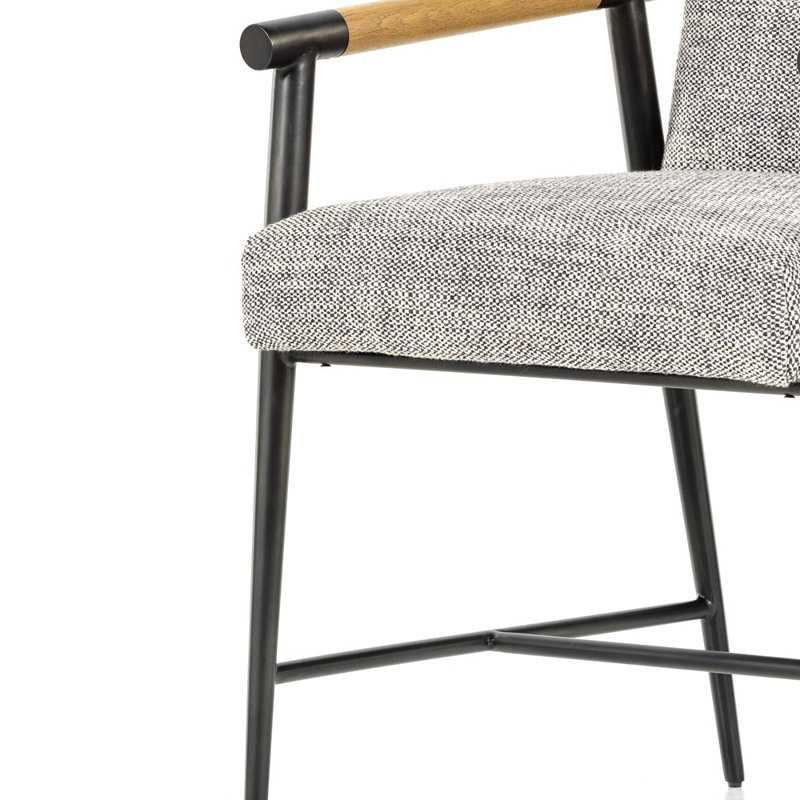 Rowen Upholstered Dining Chair, Sonoma Black Genuine Leather/Carbon Black, Thames Raven/Black