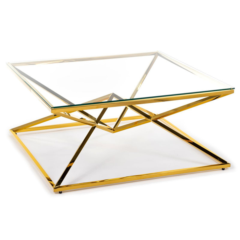 Amesville Frame Coffee Table, Clear Top/Gold Base