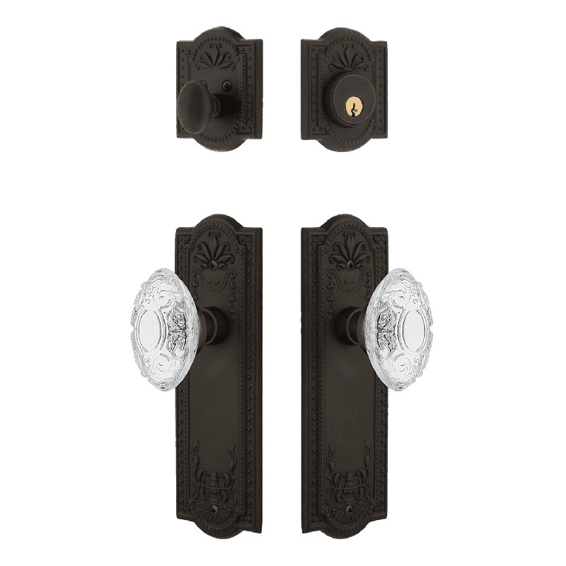 Ensemble d'entrée Nostalgic Warehouse Meadows avec bouton victorien en cristal, Bronze frotté à l'huile, 2.75