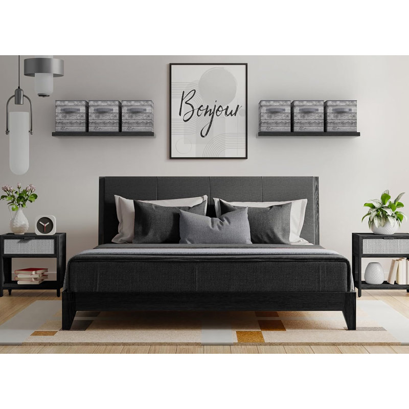 Bacs de rangement pliables en tissu 11 po avec poignées 11 po, gris bois, Gris