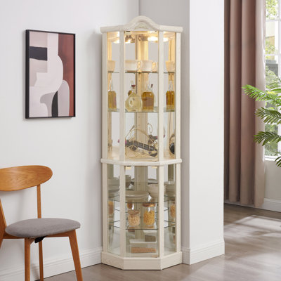 Glass Display Cabinet Corner Cabinet With Adjustable Shelves Carved Decoration Wine Cabinet