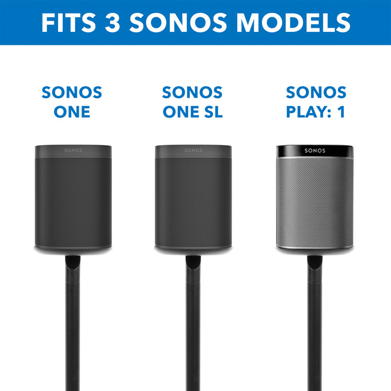 Matte Black Aluminum and Steel Speaker Floor Stand with Cable Management