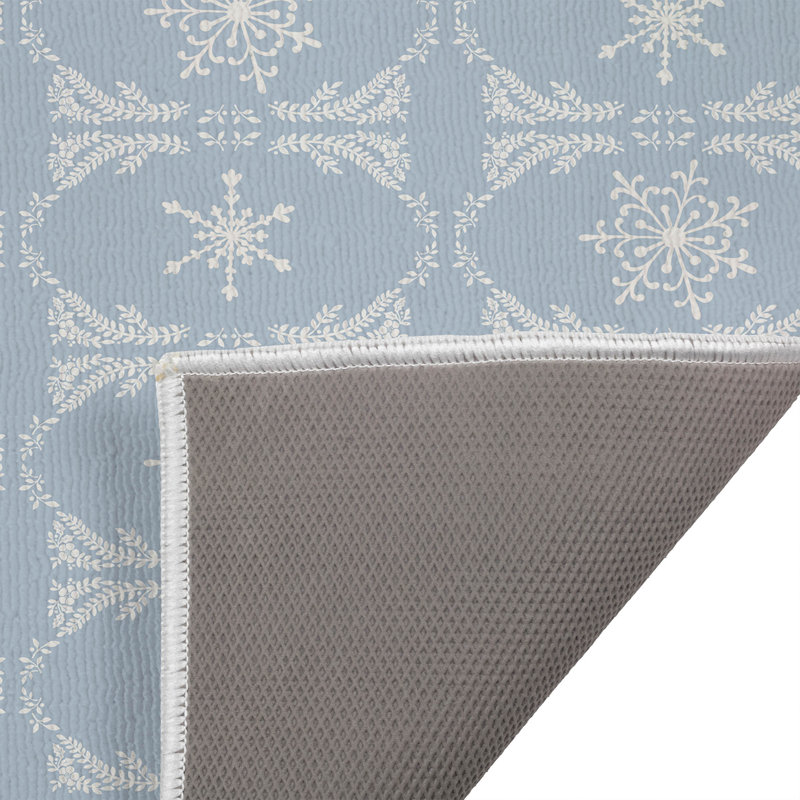 Tapis pour salle de bain Snowflake, Bleu, Simple - L 24 po x l 17 po