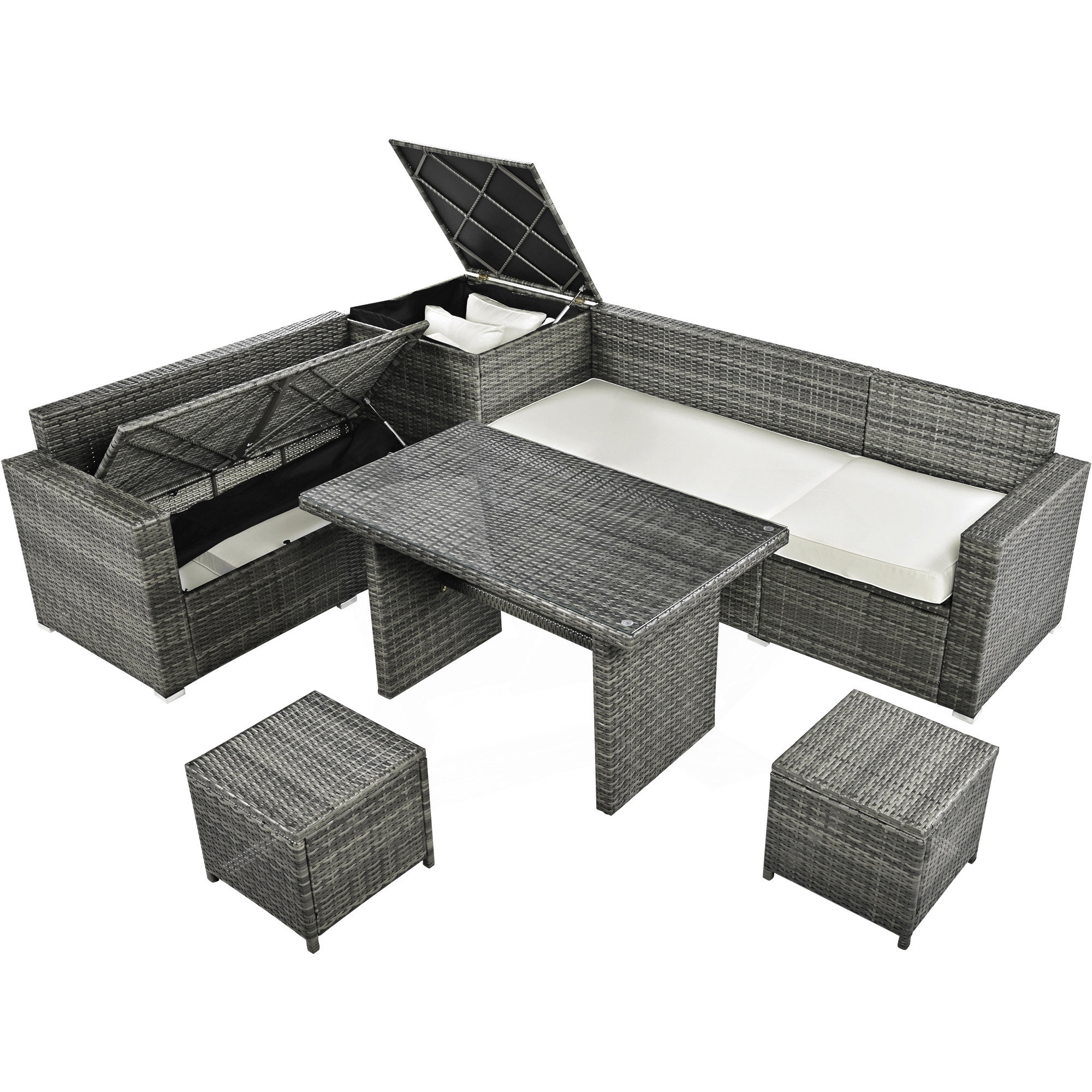 7 - Person Patio Conversation Set with Cushions - Gray