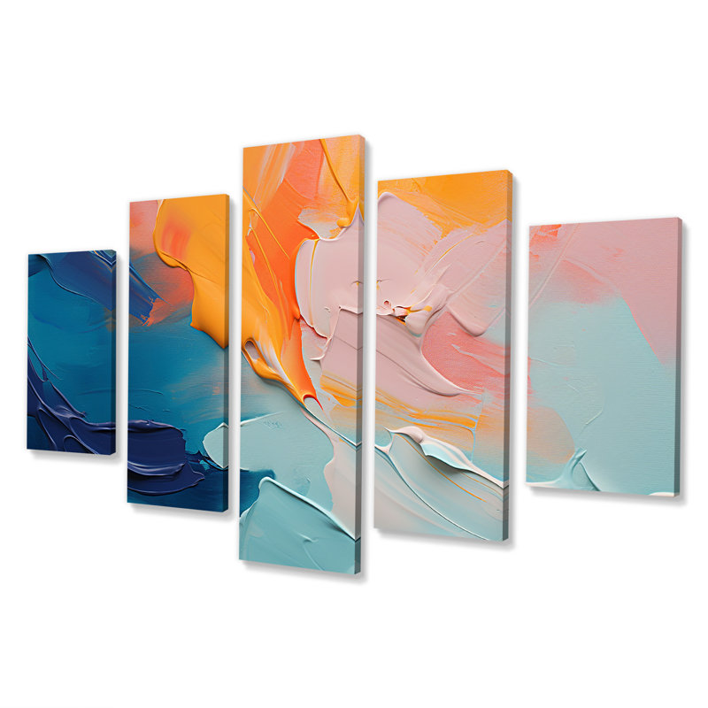 Blue And Orange Paint Abstract Expression II - Abstract Painting Multipanel Wall Art Decor