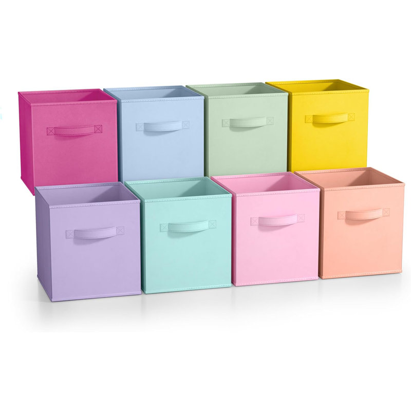 8 Pack 11" Foldable Storage Cubes with Handles, Multi