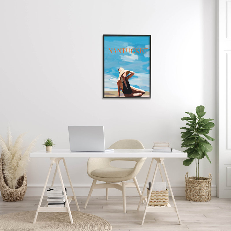 «Nantucket Summer Beach Girl», art mural texturé giclée par Amelia Noyes_aq-433, H 30 po x l 24 po x P 1,5 po
