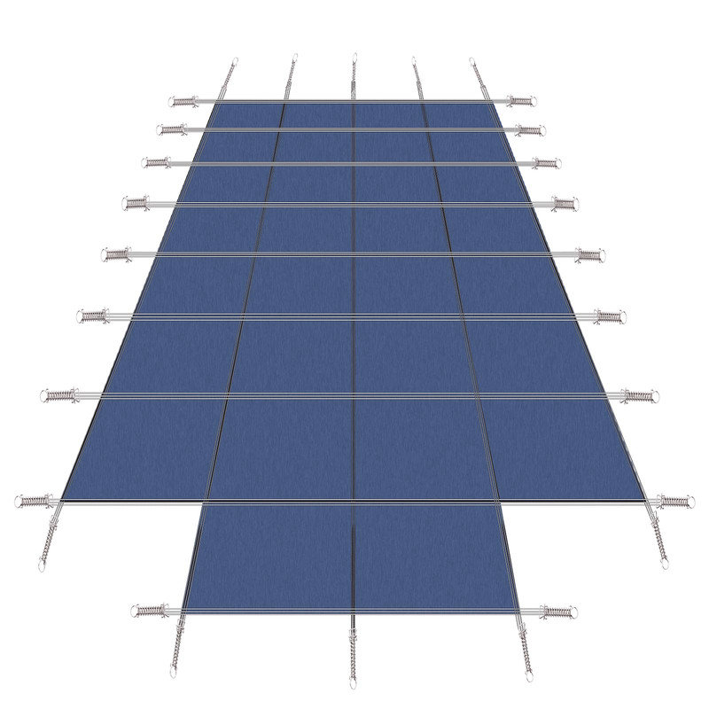 Couverture de sécurité pour piscine creusée 18 x 34 pi avec extension 4 x 8 pi - Protection contre l'hiver, filet à l'épreuve des enfants, installation facile