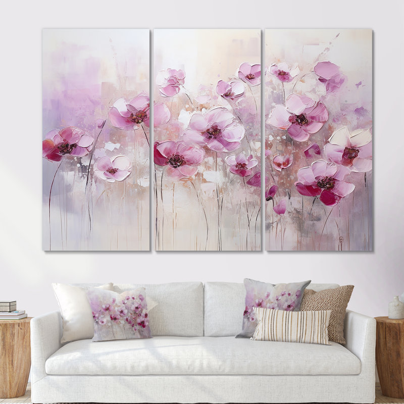 Ensemble d'art mural Fuschia, Toile tendue, H 28 po x l 36 po x P 1 po