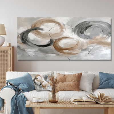 Grey Brown Balance Of Dark Force Harmony - Abstract Collages Canvas Wall Art, Grey Contemporary Framed Wall Art