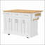 Grand îlot de cuisine de 54 pouces avec abattant, chariot roulant sur 4 roues, 4 portes et 3 tiroirs pour le rangement et la mobilité-1314108507