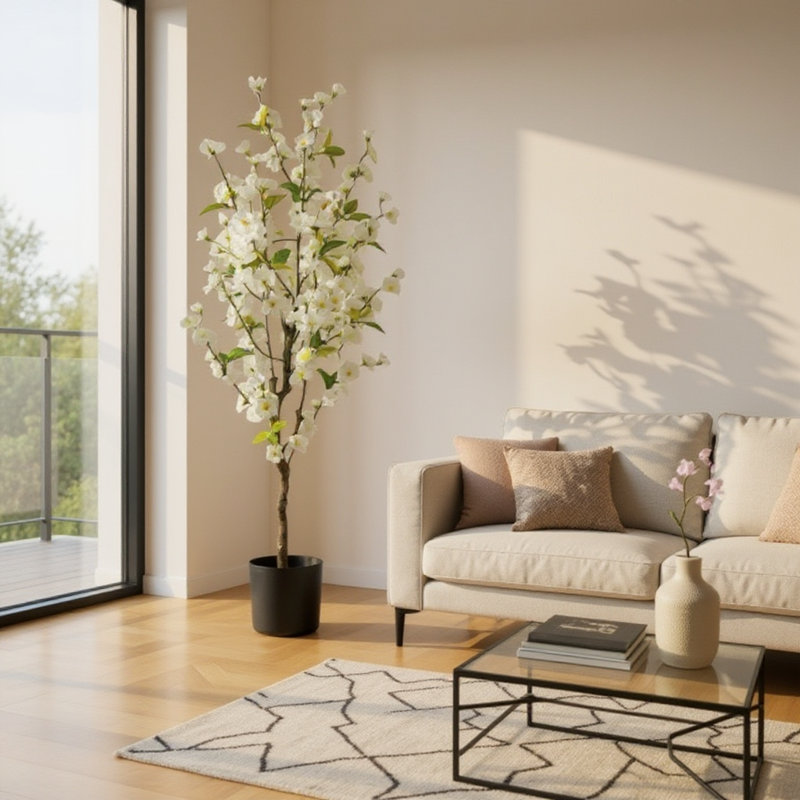 120Cm Artifcial Cherry Tree, White