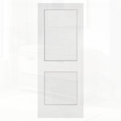 Shaker White Primed 2-Panel Wooden Interior Door Slab, Ready for Customization and Easy Installation, Perfect for Home Renovation