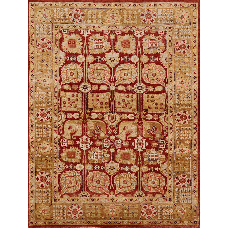 Tapis oriental jaune / rouge Francolin, Rectangle 7 pi x 9 pi