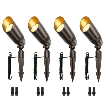 4PK Modern Oil-rubbed Bronze LED Bullet Spot Light - Weatherproof Landscape Lighting for Porch, Stairs, Hedges