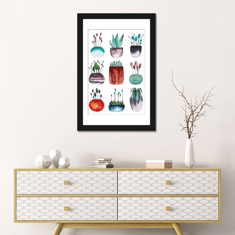 « tiny collection » sur toile, Papier d'art encadré noir, Blanc, H 24 po x l 16 po x P 1 po