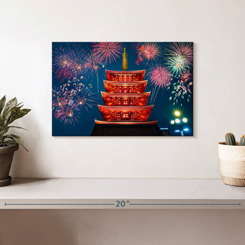 Senso ji, feux d'artifice du temple, H 8 po x l 12 po