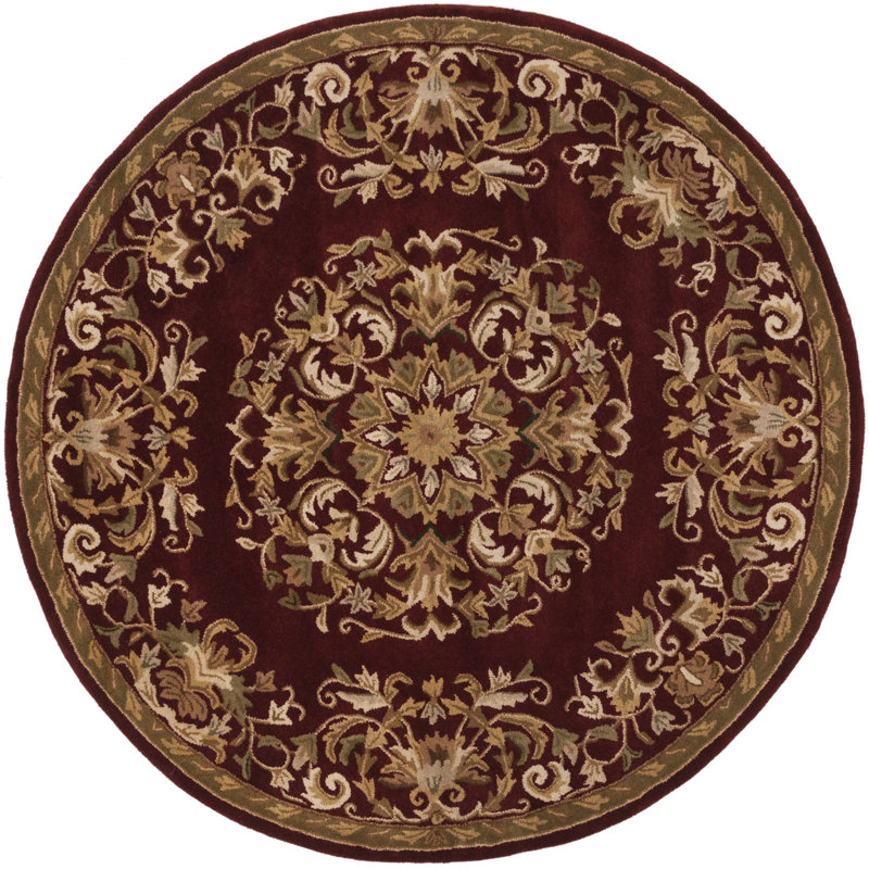 Tapis oriental en laine touffeté à la main Balthrop, Rond 3 pi 6 po