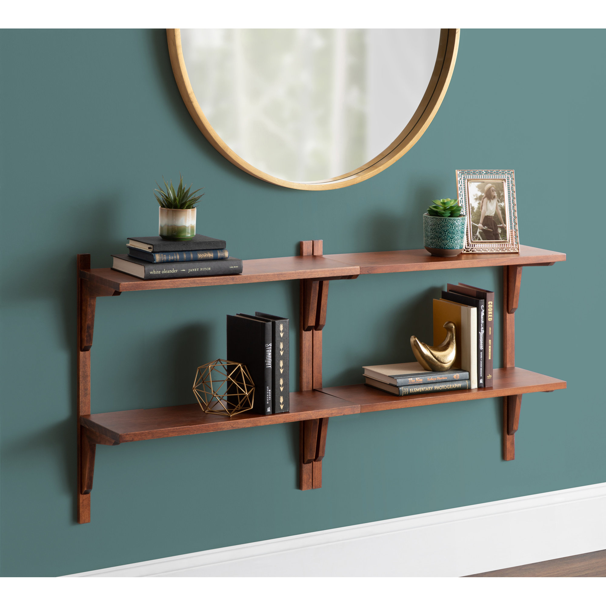 Baez Poplar Solid Wood Wall Shelf