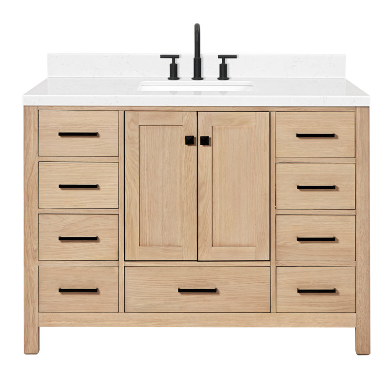 Ensemble de meuble-lavabo simple 48 po , Chêne, Rectangular