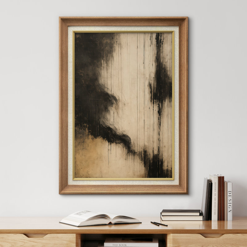 Œuvre encadrée de qualité supérieure - reproduction d'art abstrait pour décoration de salon - 26 po x 36 po, Naturel