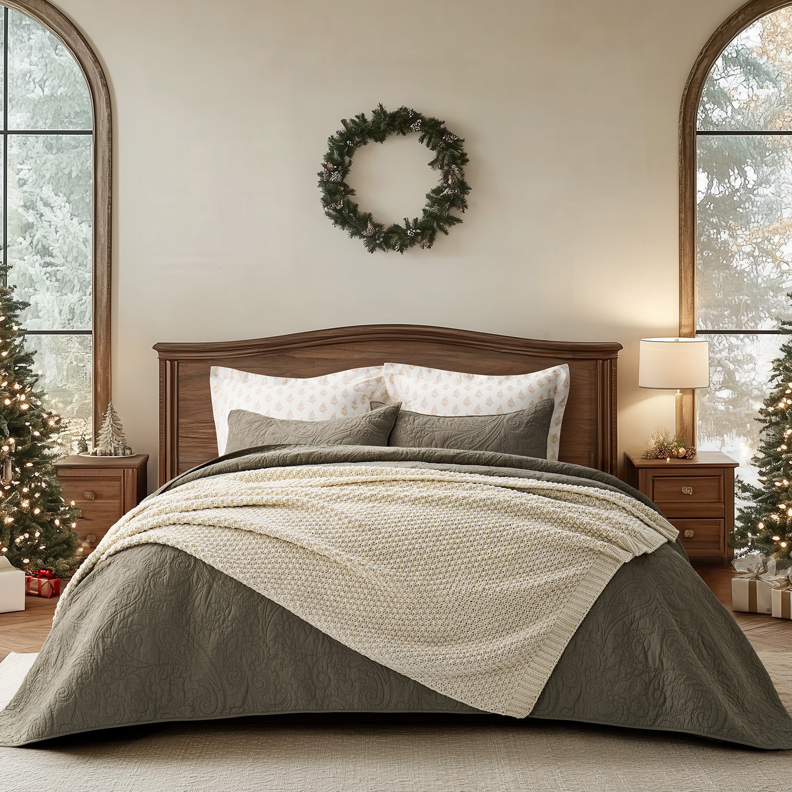 Chunky Chenille Weighted Throw Blanket, Beige, 60" L x 50" W