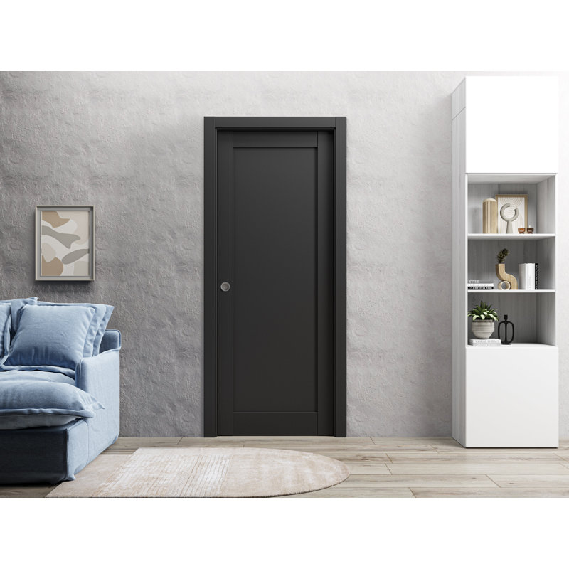 Porte noire à panneaux Quardo, 18 po x 84 po