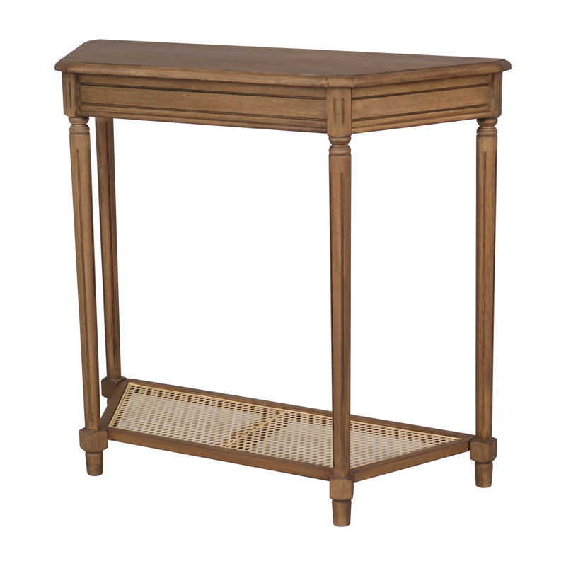 Console Carterlee Demilune avec tablette en canne, Brun