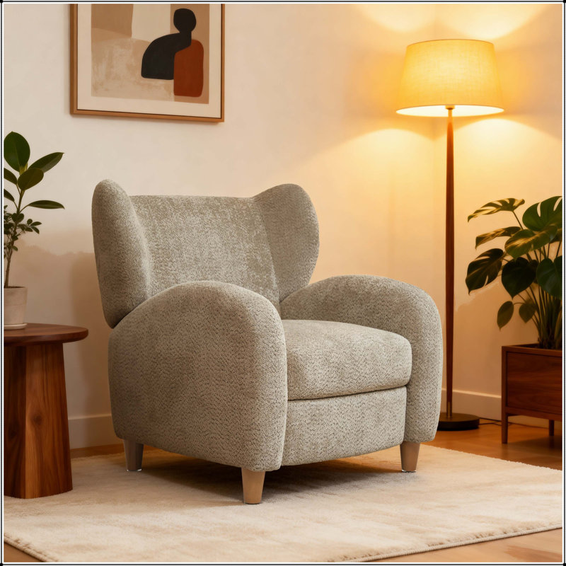 Chaise multifonctionnelle en chenille Nordic avec dossier incurvé Nordic, Bois naturel