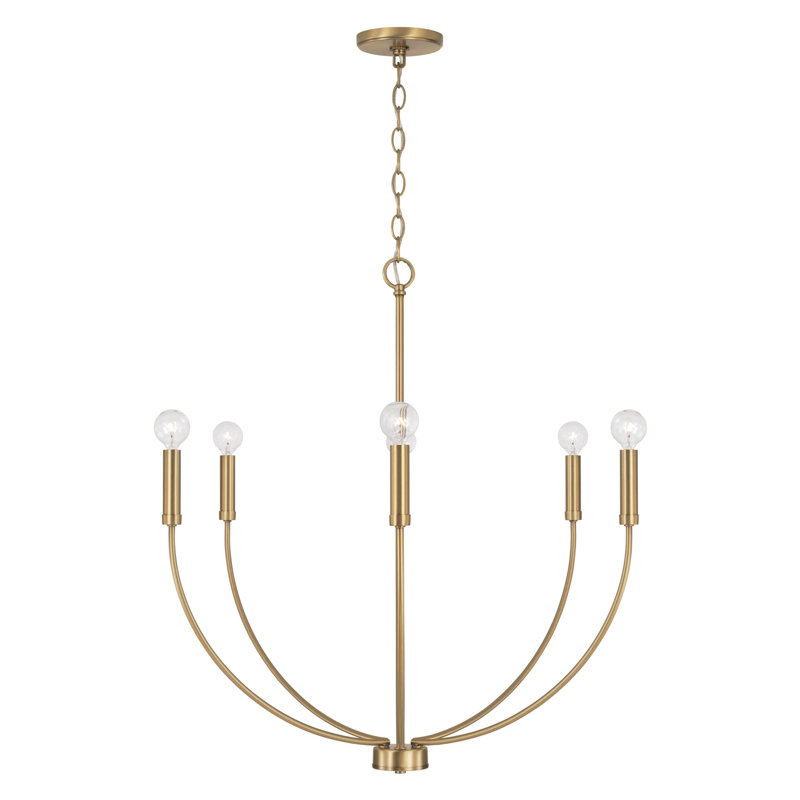 Ansley 6-Light Aged Brass Mid-Century Modern Chandelier