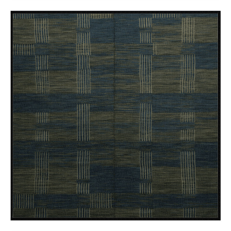Machine Washable Checkered Gray Area Rug, Square 7'