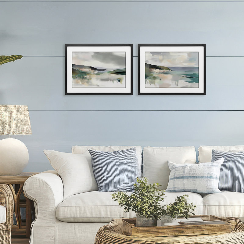 "Abstract Wild Rhythms", ensemble de 2 reproductions encadrées sous verre, design par Mona Grace, Cadre noir minuit