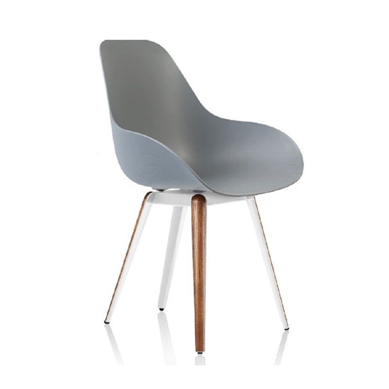 Fauteuil Kanisha, Gris clair, Noyer