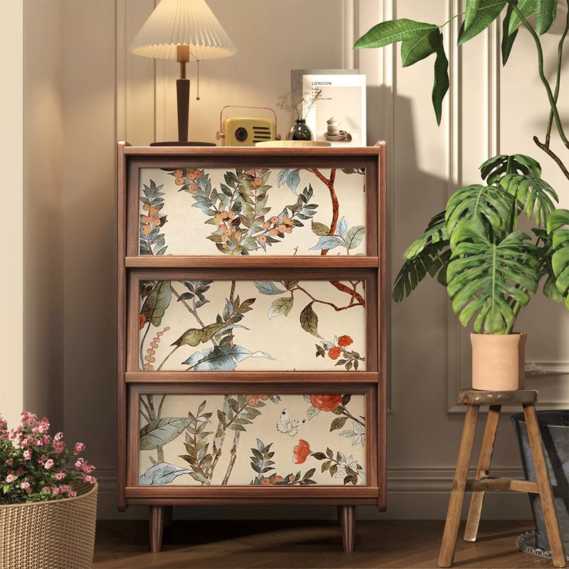 Retro Nut-Brown Solid Wood Sideboard
