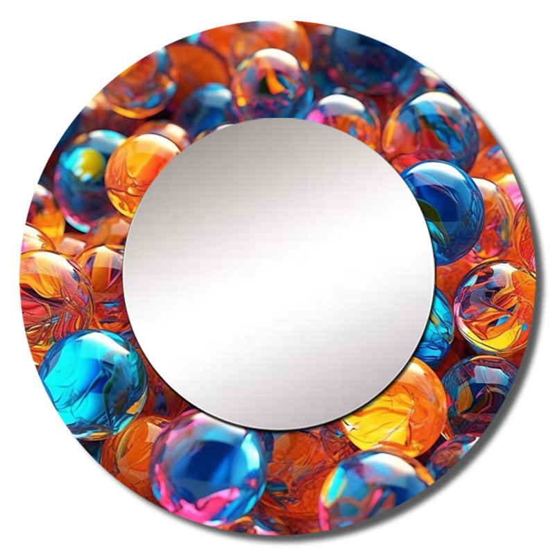 Miroir mural Sauli Mystical Marbles III - formes abstraites, miroir moderne, impression sur métal, 36 po x 36 po, Rond