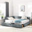 Lit double confortable avec revêtement en velours et rangement, idéal pour le rangement dans la chambre à coucher, espace-1246921707