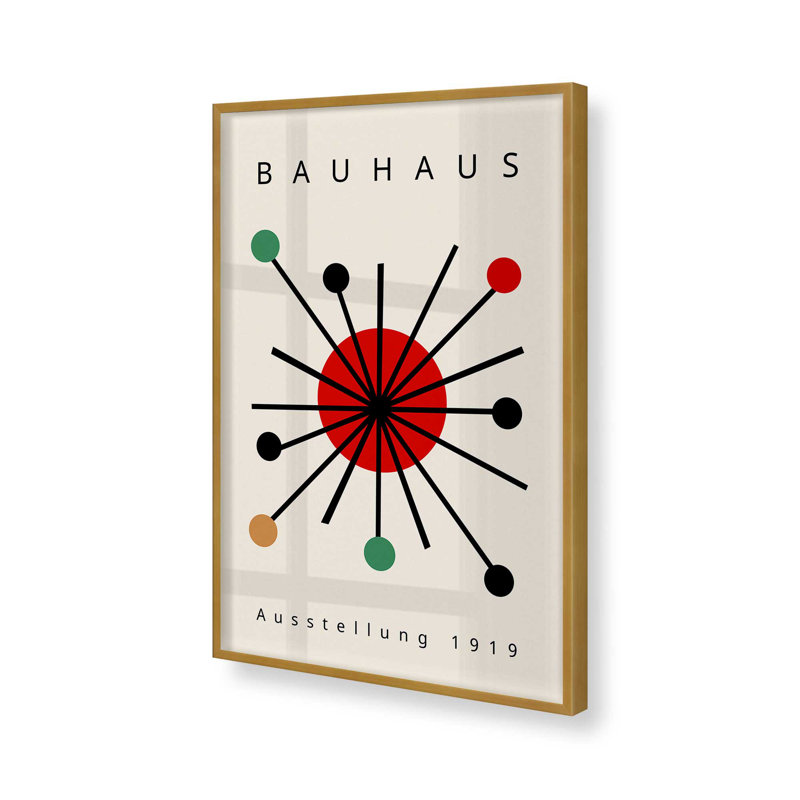 Éclat audacieux du Bauhaus, Cadre simple en or poli, H 25,25 po x l 19,25 po